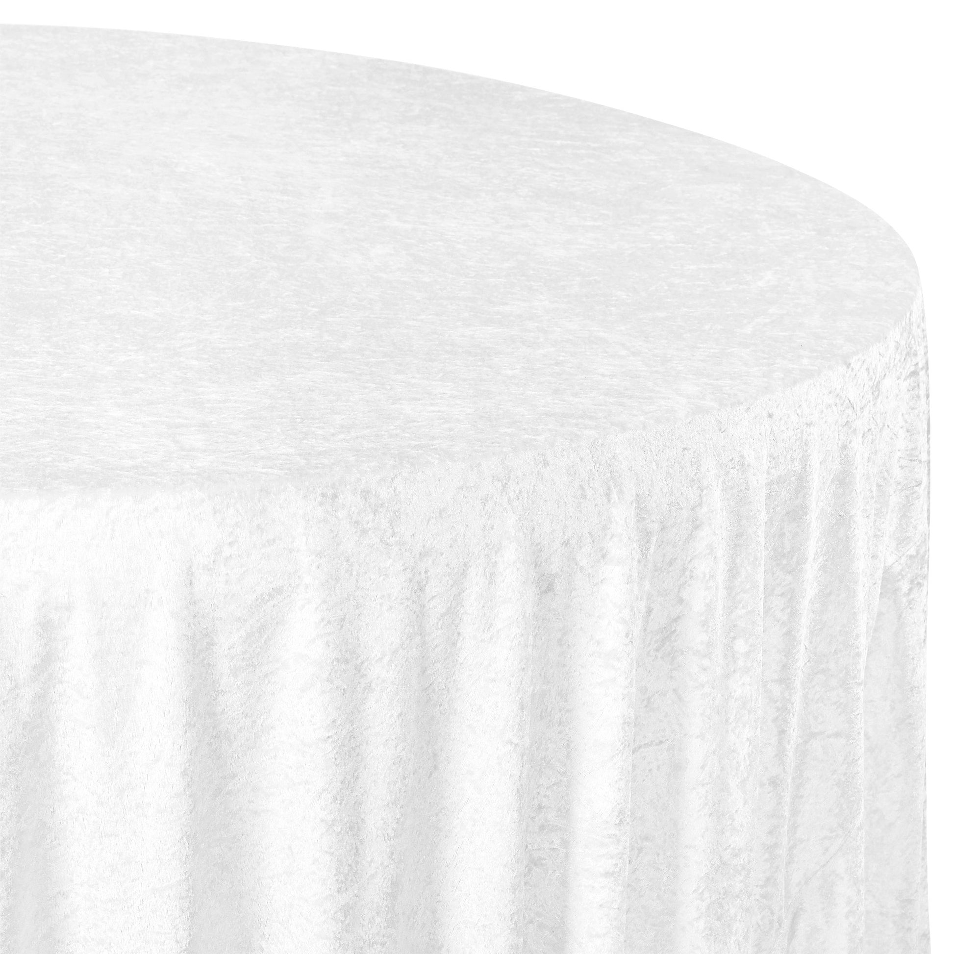 Velvet 120" Round Tablecloth - White - CV Linens