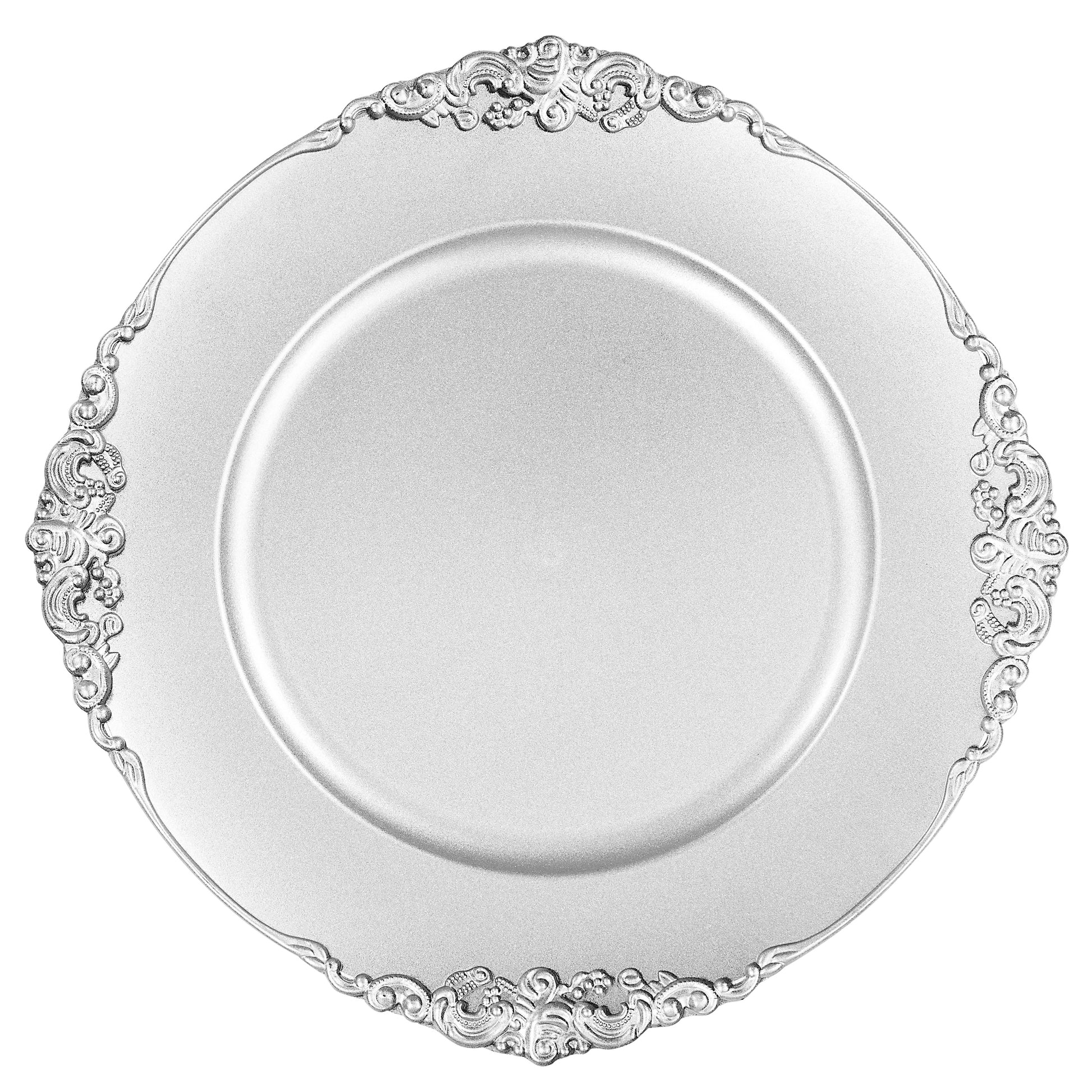 Vintage Round Charger Plate - Silver - CV Linens