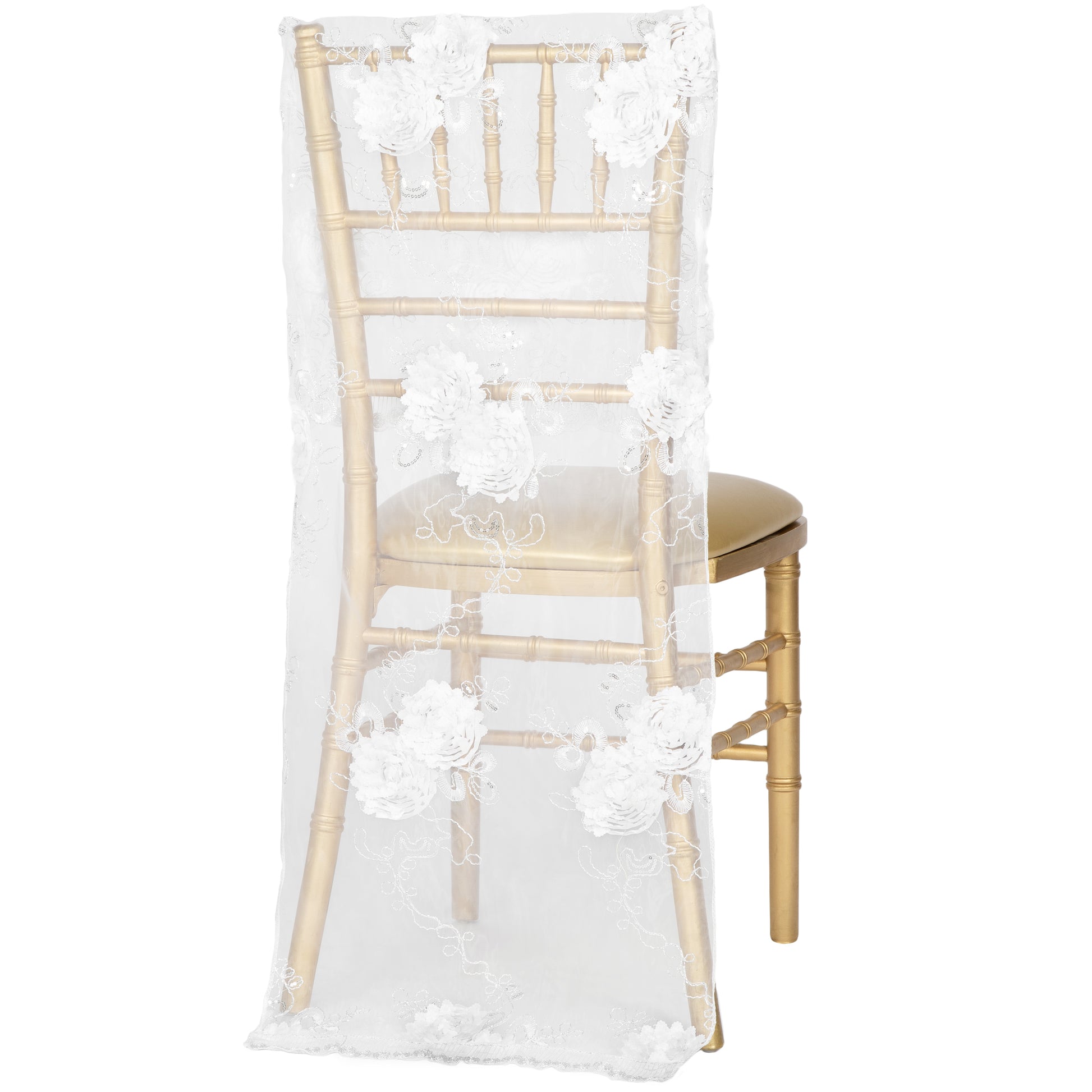 Vintage Veil Chiavari Chair Full Back Cover - White - CV Linens