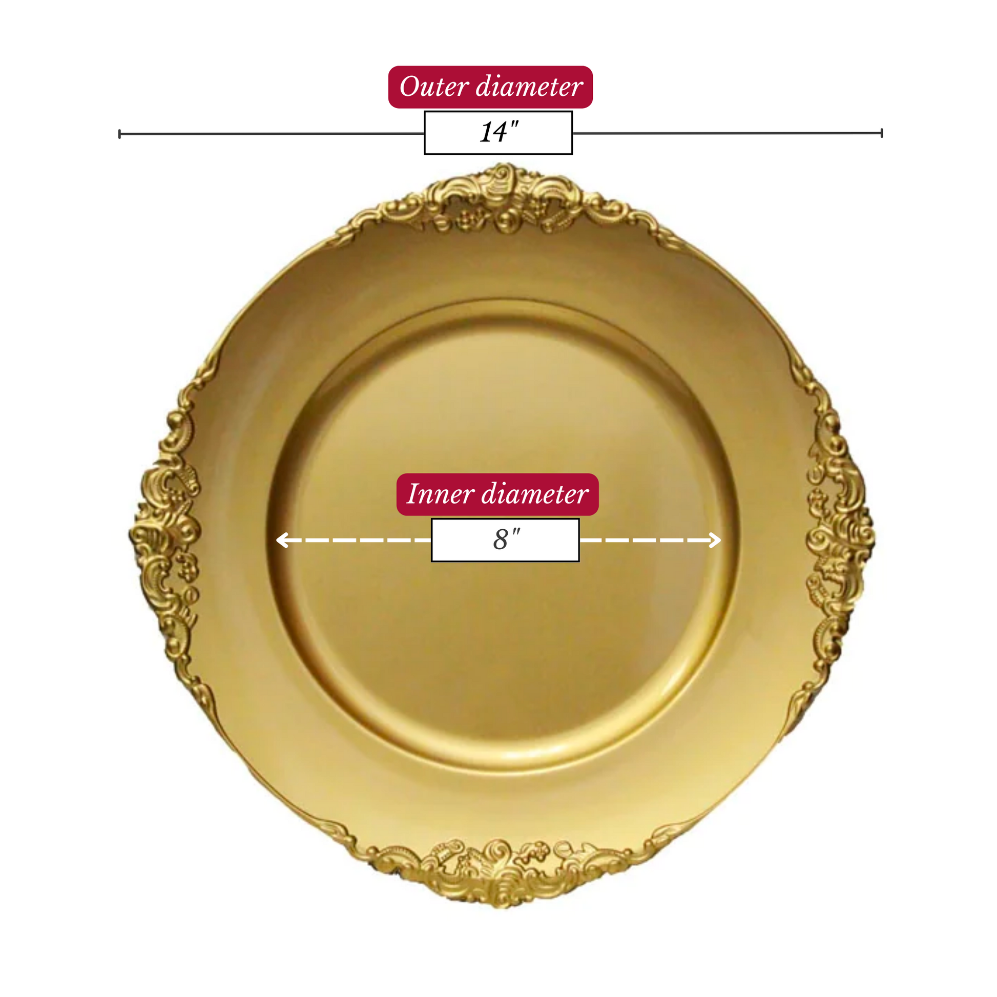 Vintage Round Charger Plate - Gold