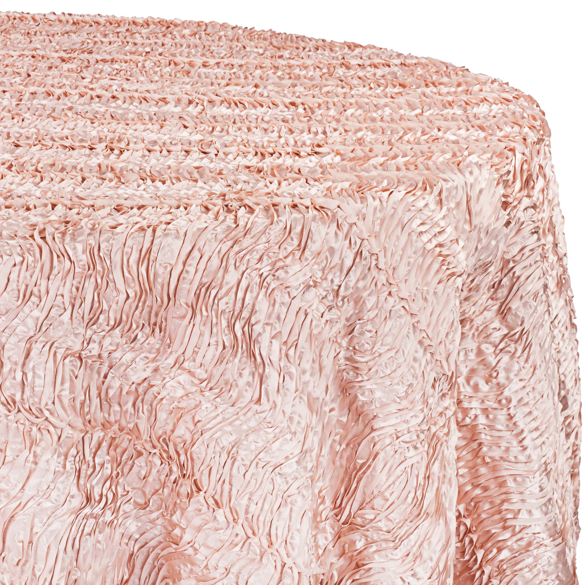 Wave Satin 120" Round Tablecloth - Blush/Rose Gold - CV Linens