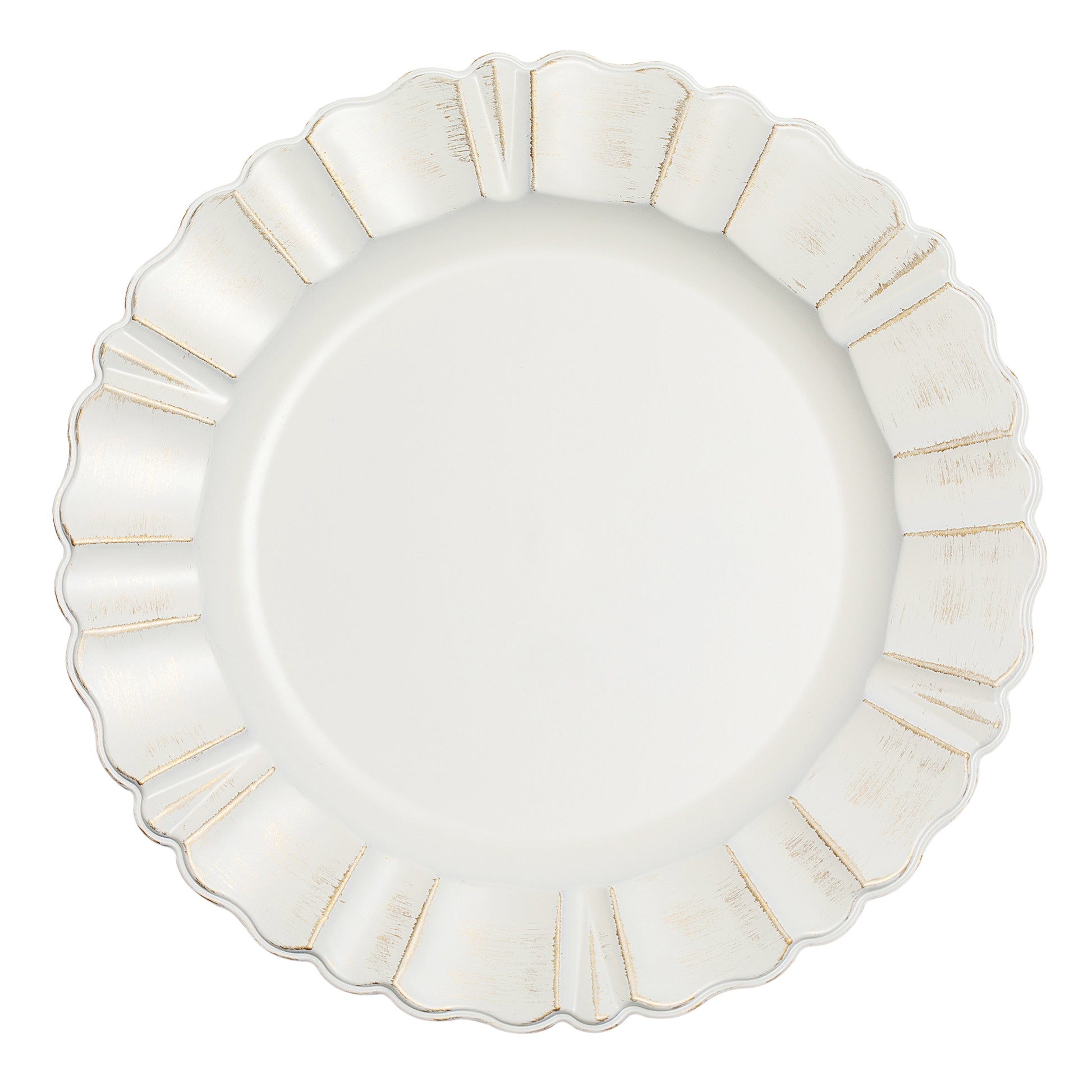 Waved Scalloped Acrylic 13" Charger Plate - Gold & Ivory - CV Linens