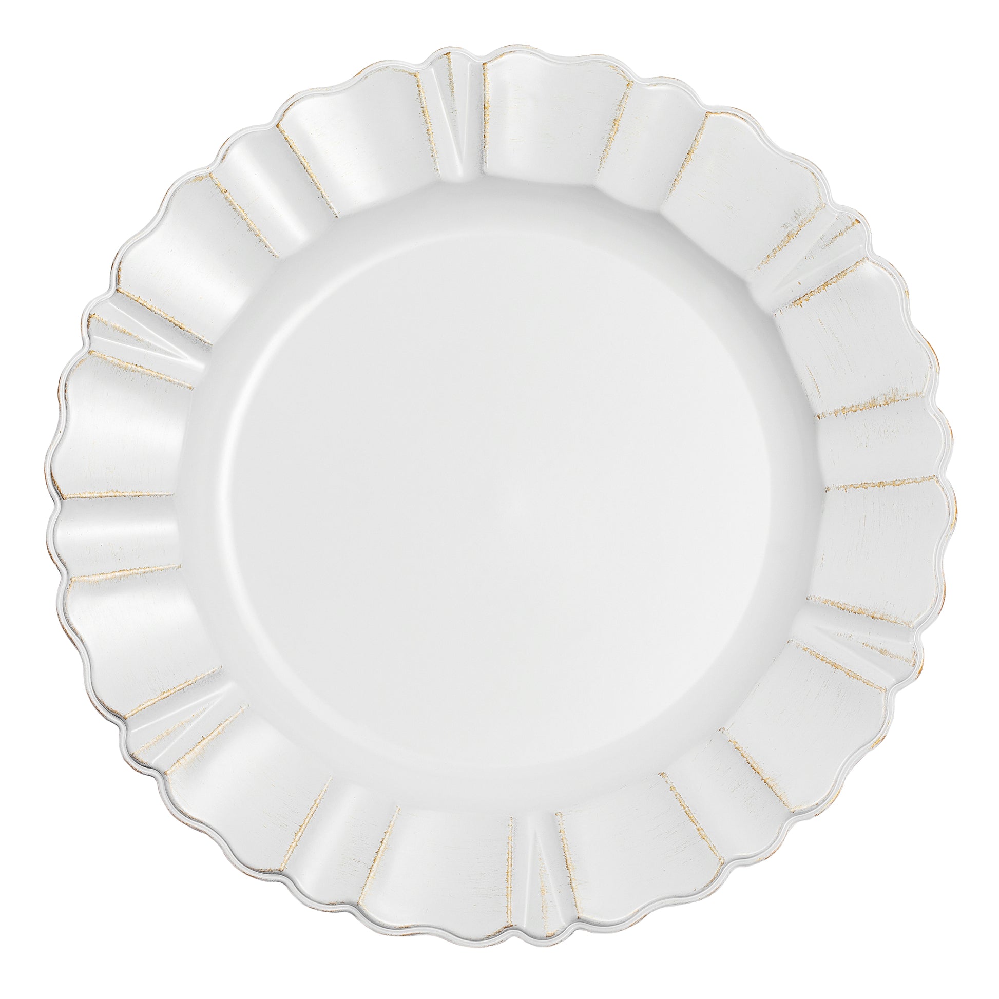 Waved Scalloped Acrylic 13" Charger Plate - Gold & White - CV Linens