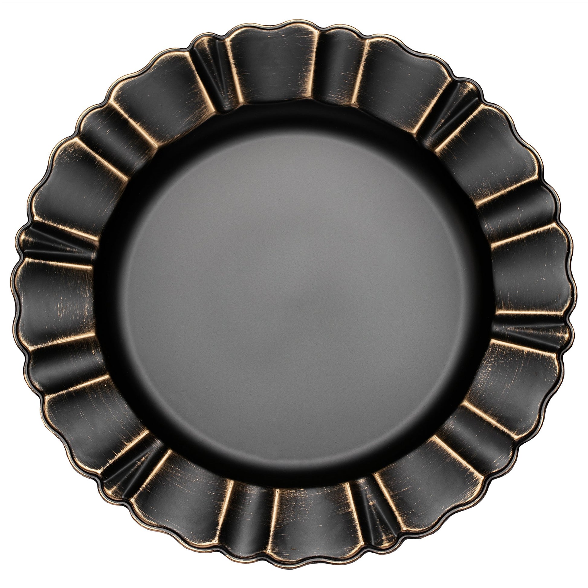 Waved Scalloped Acrylic 13" Charger Plate - Black & Gold - CV Linens