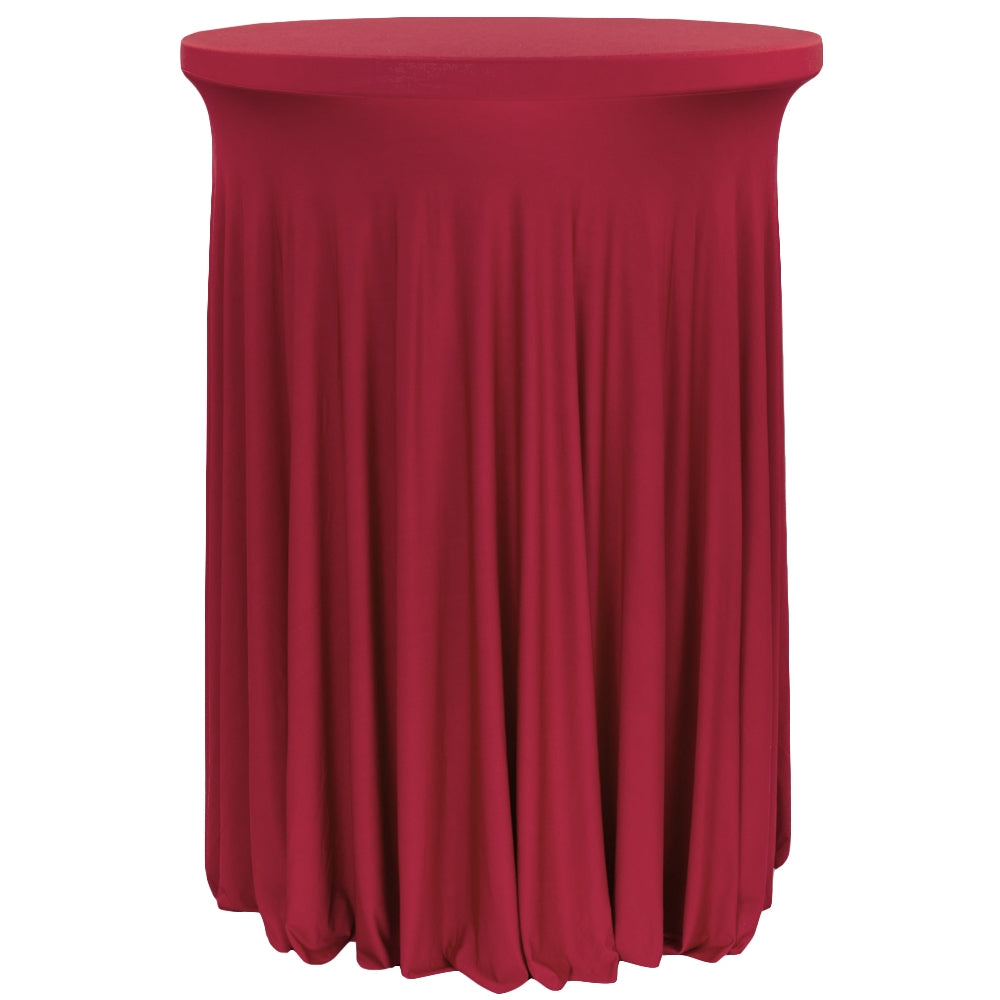 Wavy Spandex Cocktail Table Cover 30"-32" Round - Apple Red - CV Linens