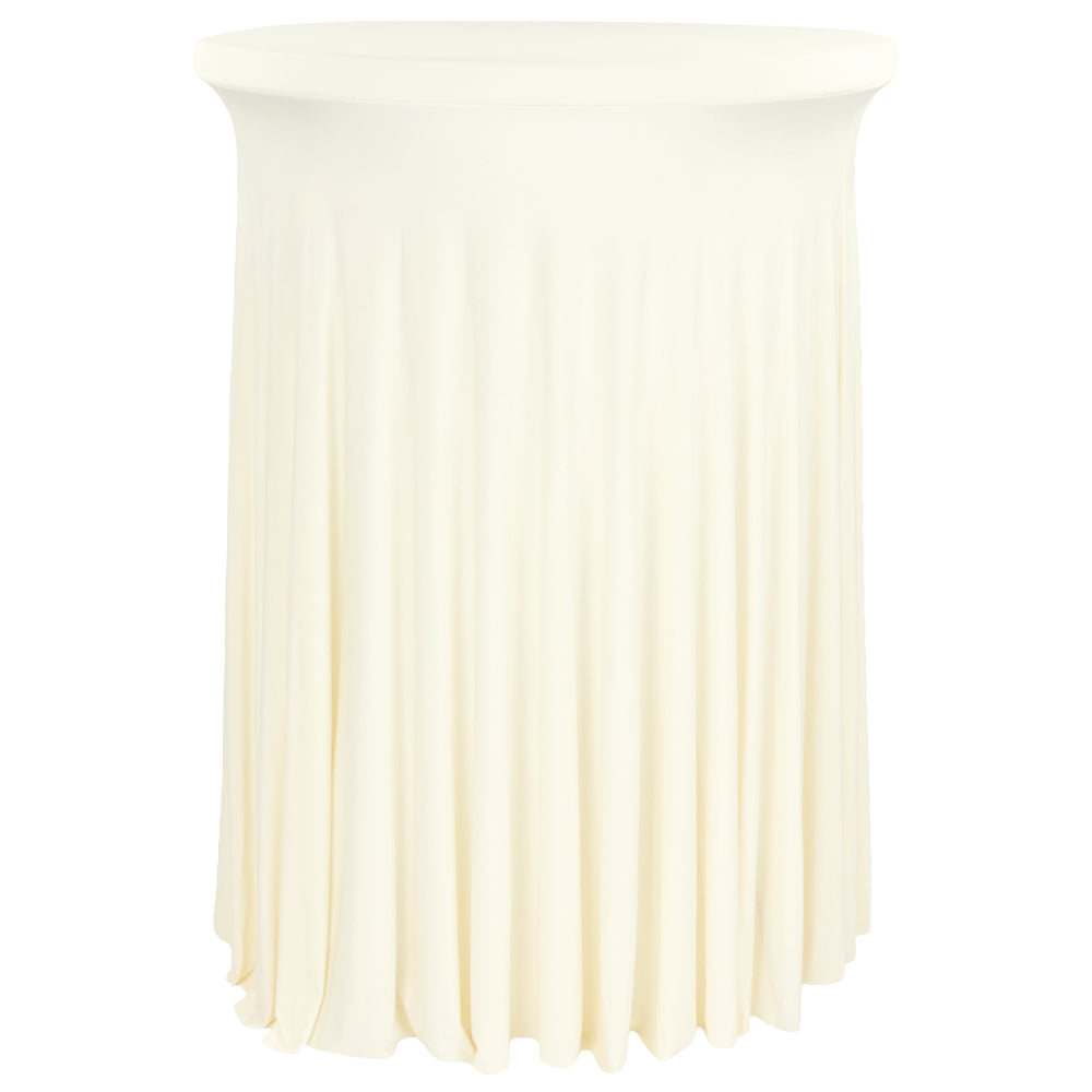 Wavy Spandex Cocktail Table Cover 30"-32" Round - Ivory - CV Linens