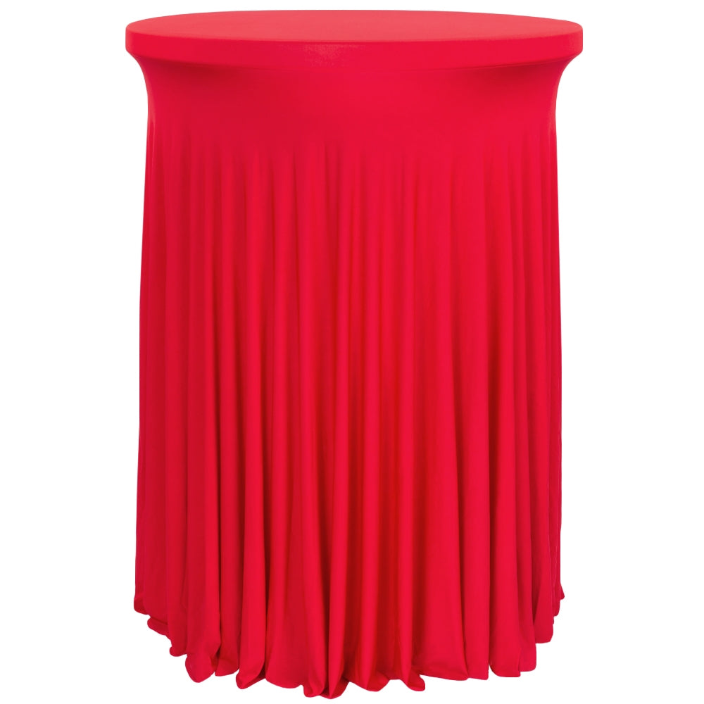 Wavy Spandex Cocktail Table Cover 30"-32" Round - Red - CV Linens