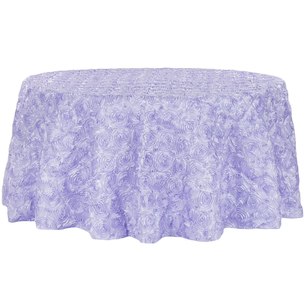 Wedding Rosette SATIN 120" Round Tablecloth - Lavender - CV Linens