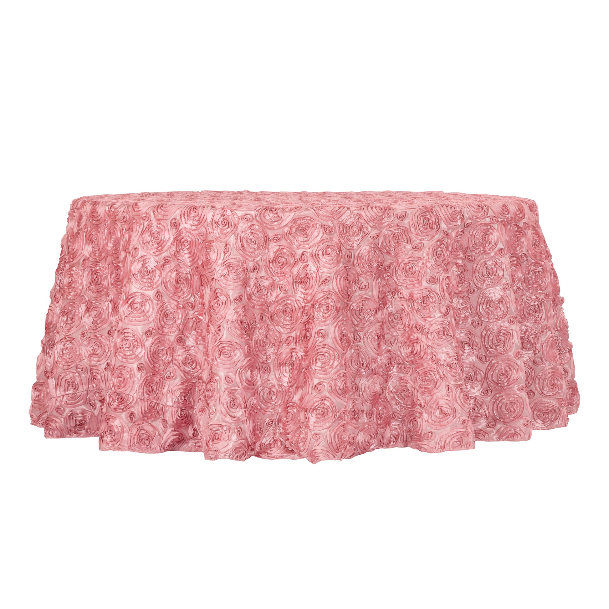 Wedding Rosette SATIN 120" Round Tablecloth - Dusty Rose/Mauve - CV Linens