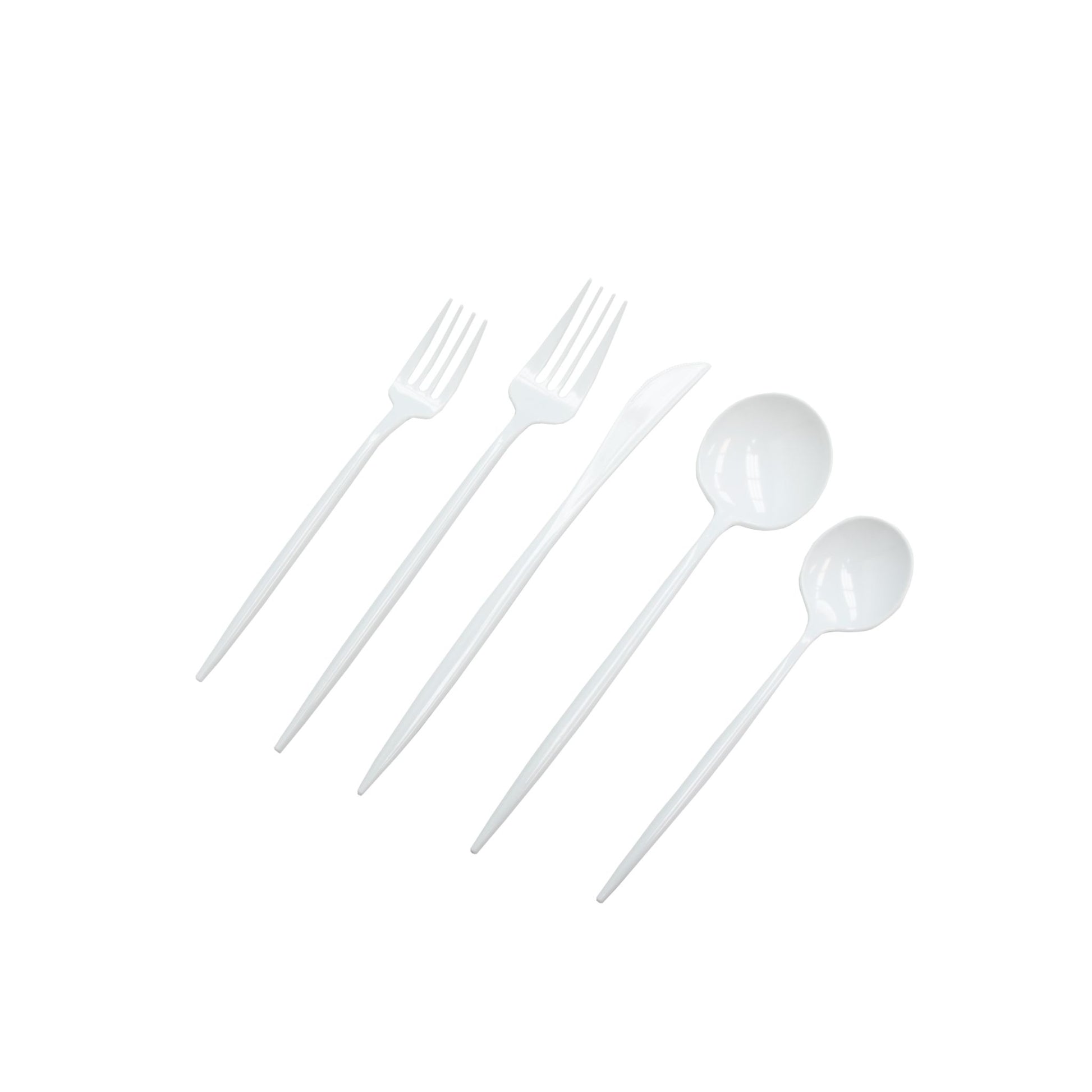White Plastic Cutlery Set 100 pcs/pk - Mod Collection