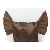 Wide Satin Chair Sash - Chocolate Brown