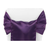 Wide Satin Chair Sash - Eggplant/Plum