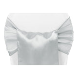 Wide Satin Chair Sash - Silver