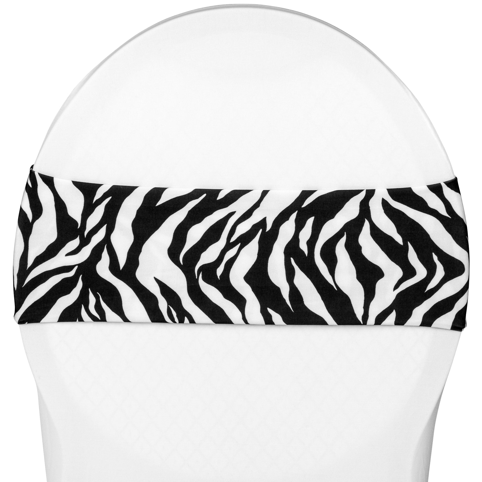 Zebra Spandex Chair Band - Black & White - CV Linens