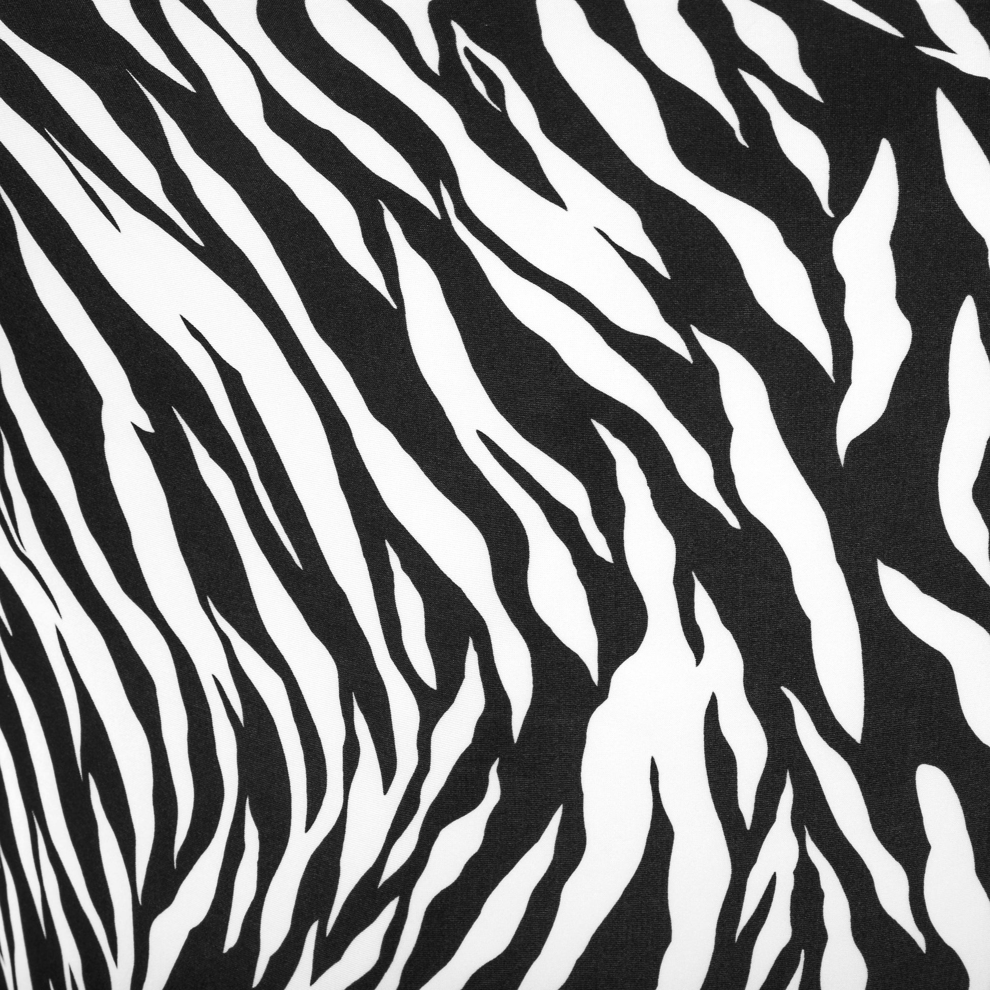 Zebra Spandex Cocktail Table Cover 30" Round - Black & White - CV Linens