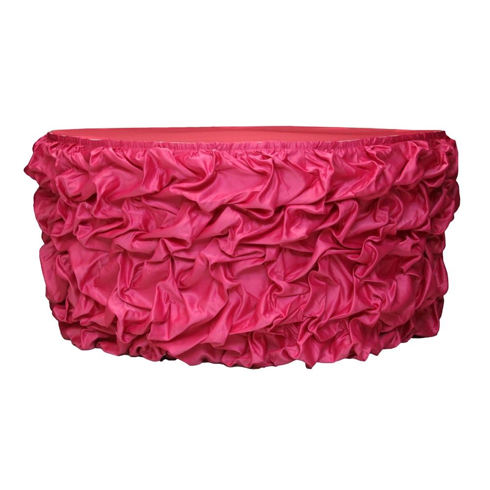 14ft Gathered Lamour Satin Table Skirt - Fuchsia - CV Linens