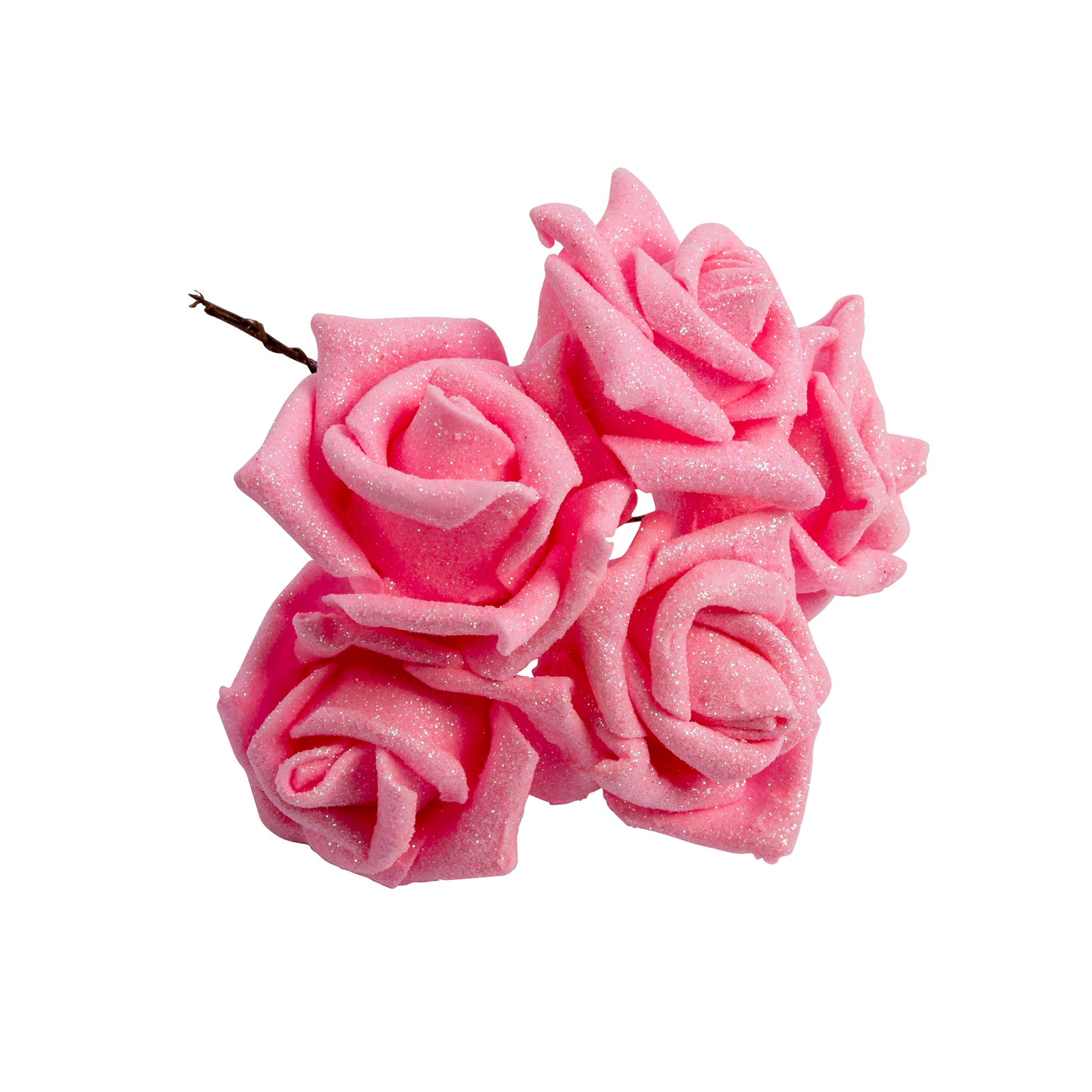 Glitter Artificial DIY Foam Rose Stems (50 pcs) - Pink