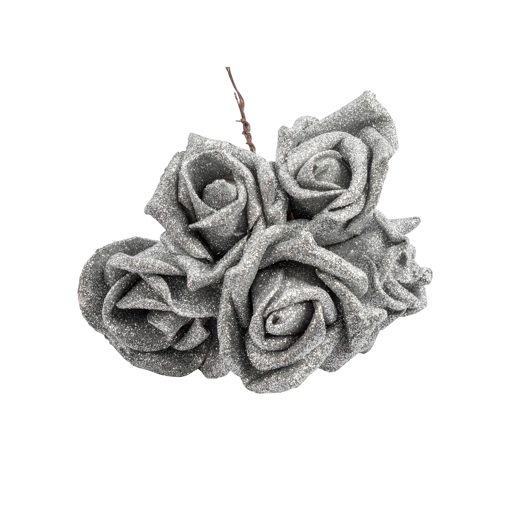 50 Pcs Artificial DIY Foam Rose Stems  3D Faux Gray/Silver Roses– CV Linens