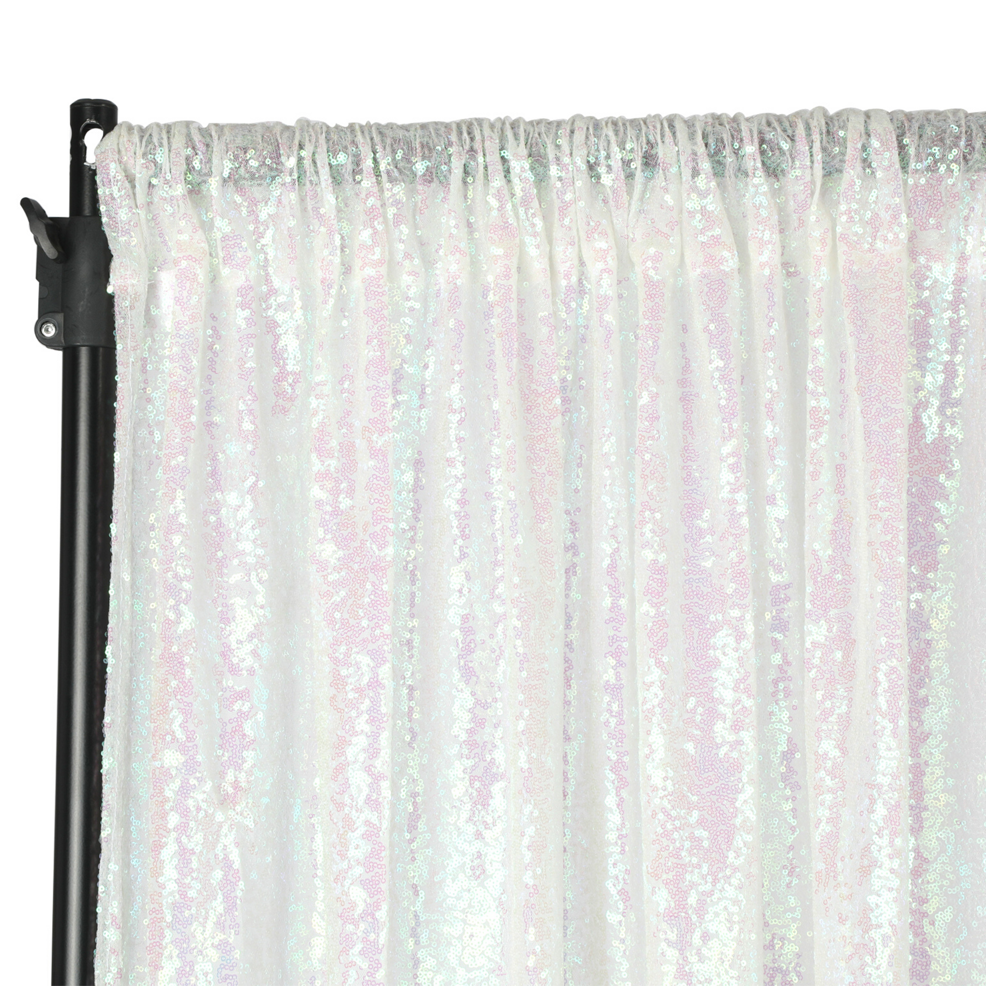 Glitz Sequin Mesh Net 12ft H x 52" W Drape/Backdrop panel - Iridescent White