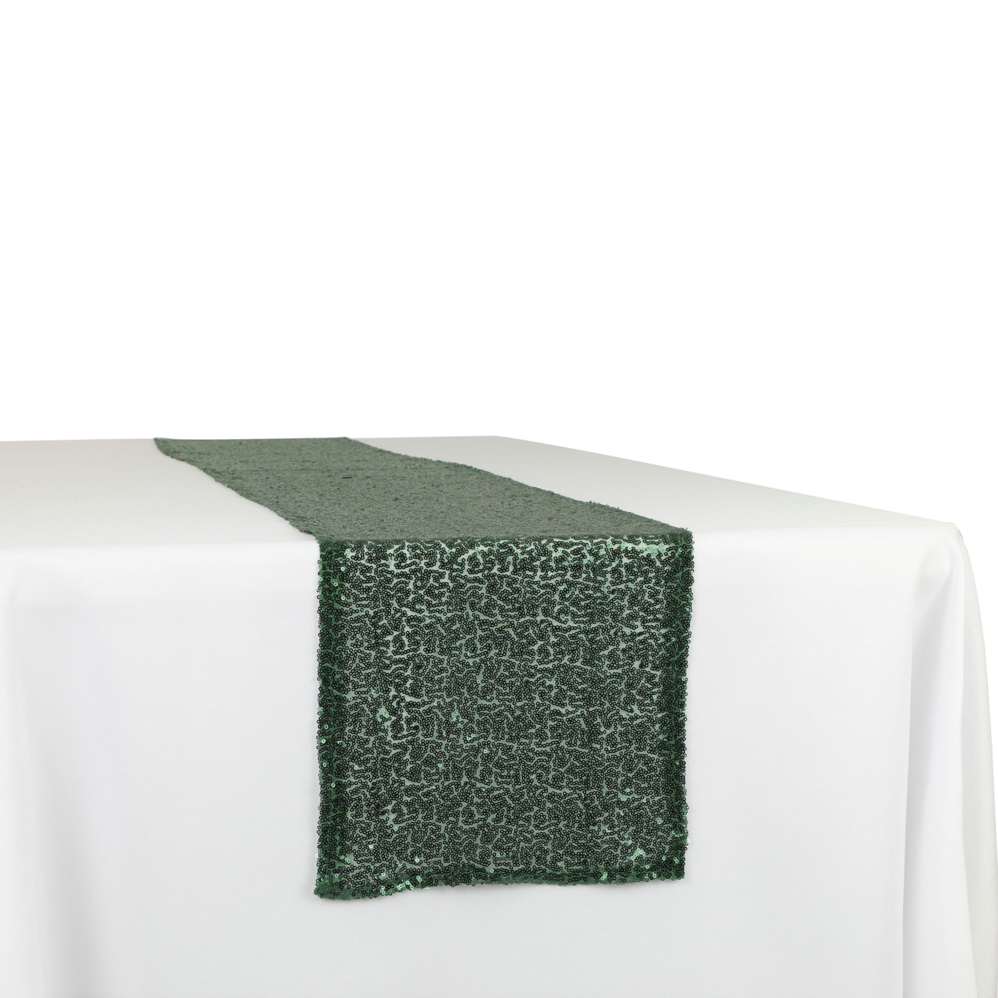 Glitz Sequin Mesh Net Table Runner 12"x108" - Emerald Green