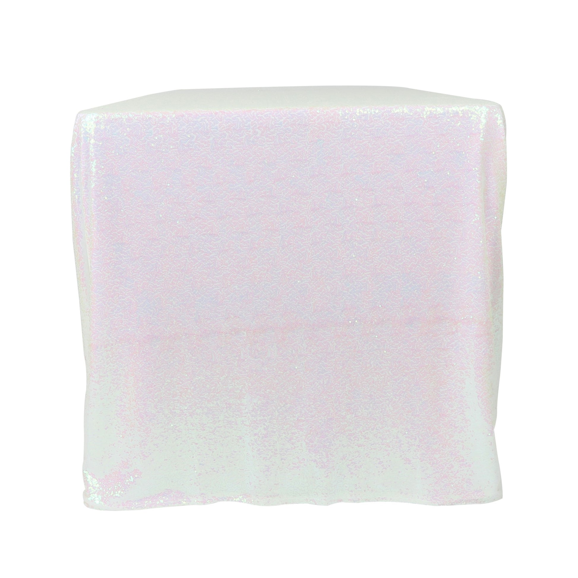 Glitz Sequin Mesh Net Tablecloth 90"x156" Rectangular - Iridescent White