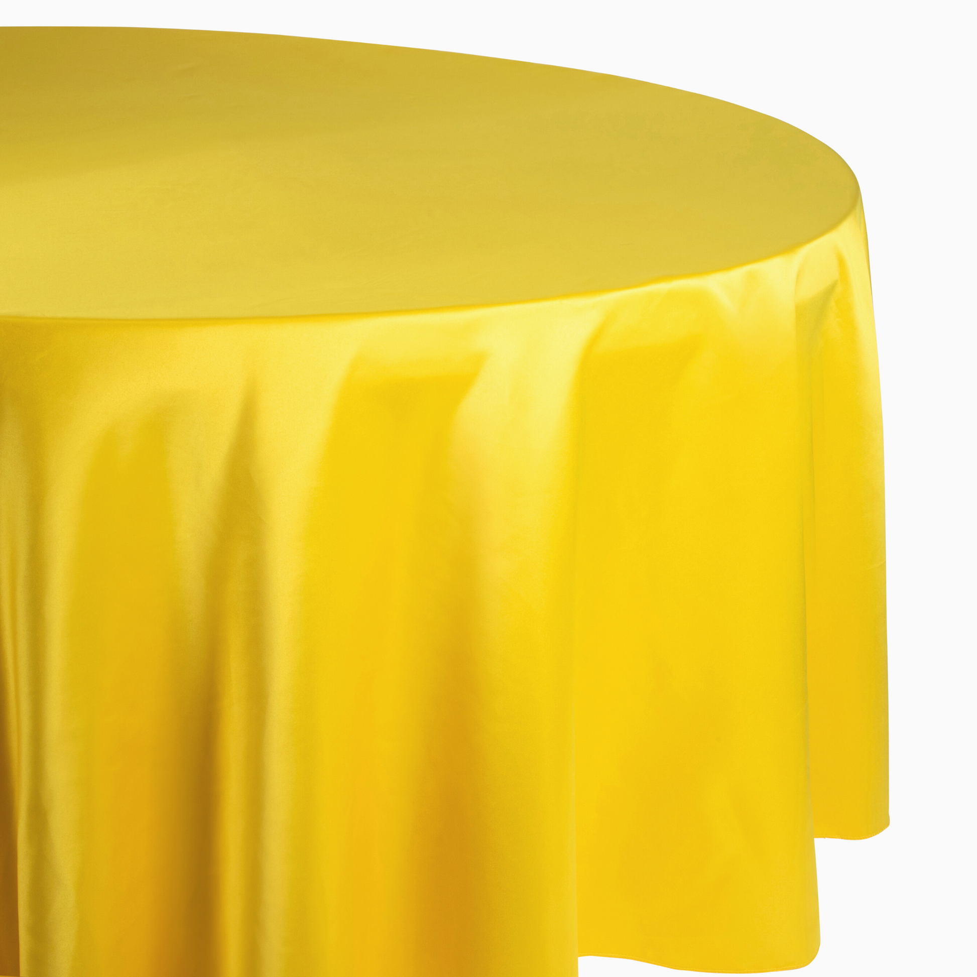 Lamour Satin 120" Round Tablecloth - Canary Yellow