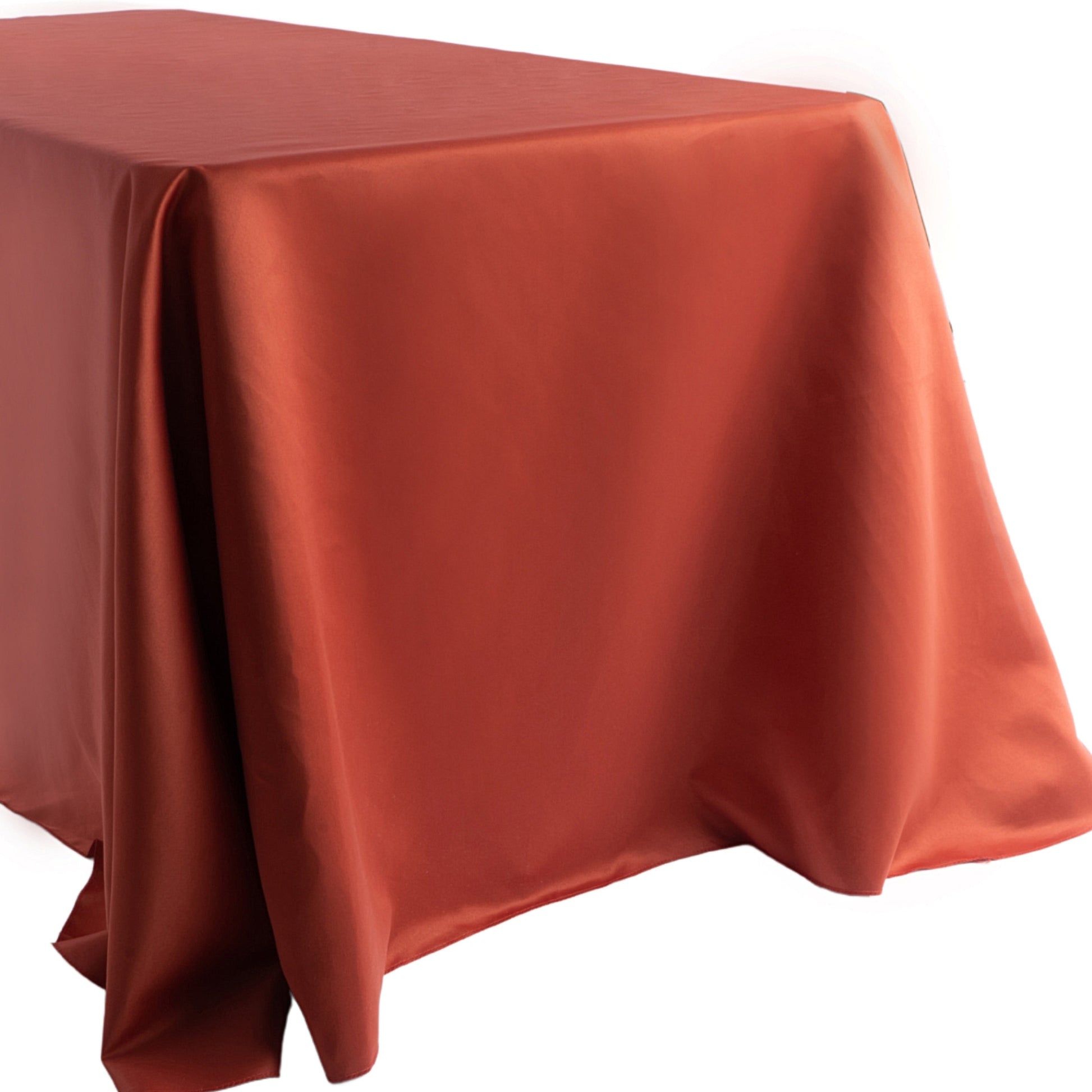 Lamour Satin 90x132 Rectangular Oblong Tablecloth - Rust