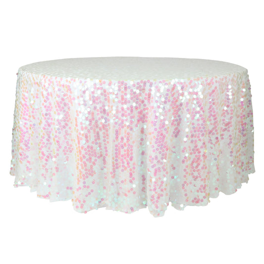Large Payette Sequin Round 120" Tablecloth - Iridescent Pink