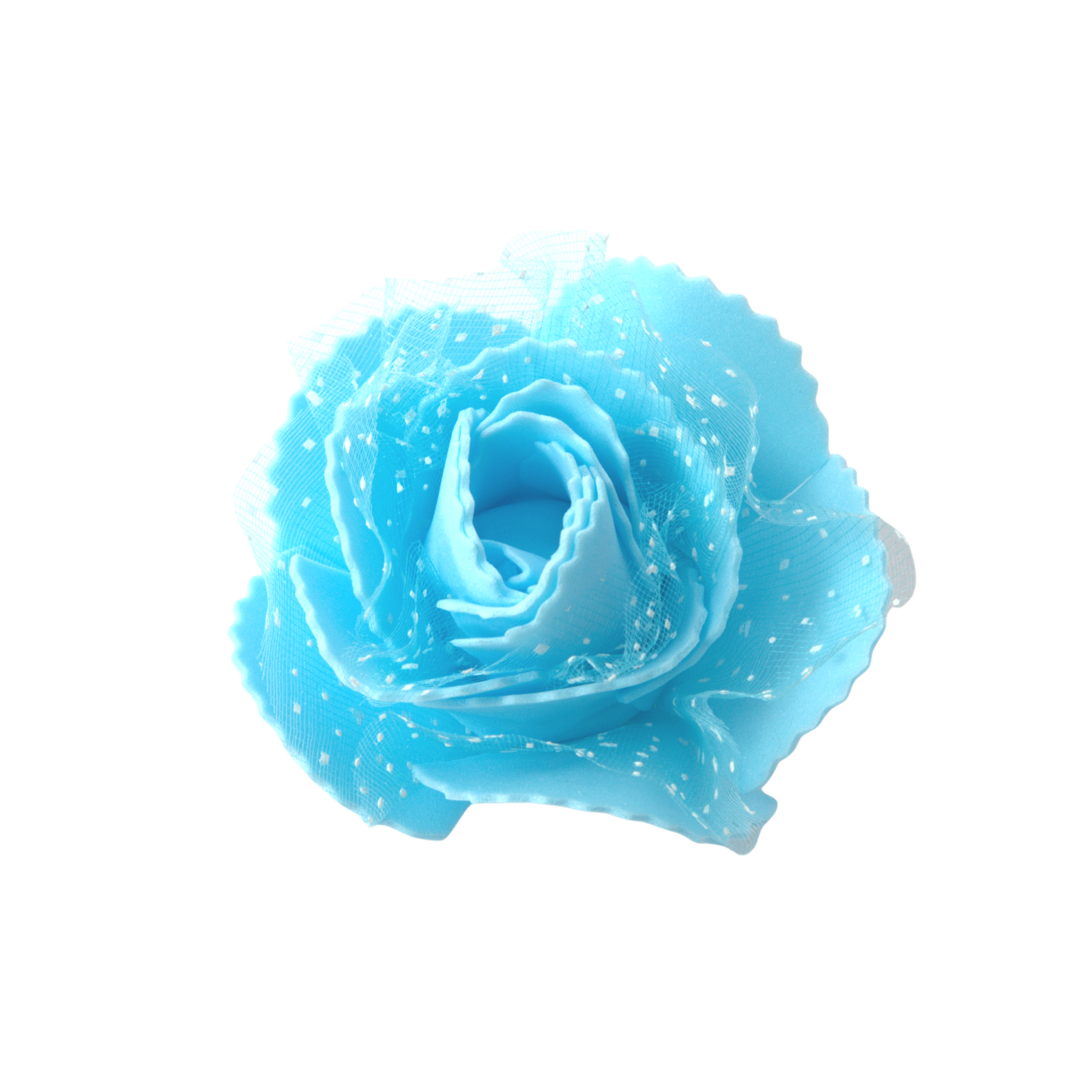 Mini Foam Organza Rose Heads DIY (100 pcs) - Baby Blue