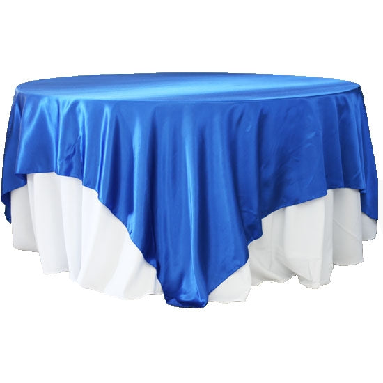 Square 90"x90" Satin Table Overlay - Royal Blue - CV Linens