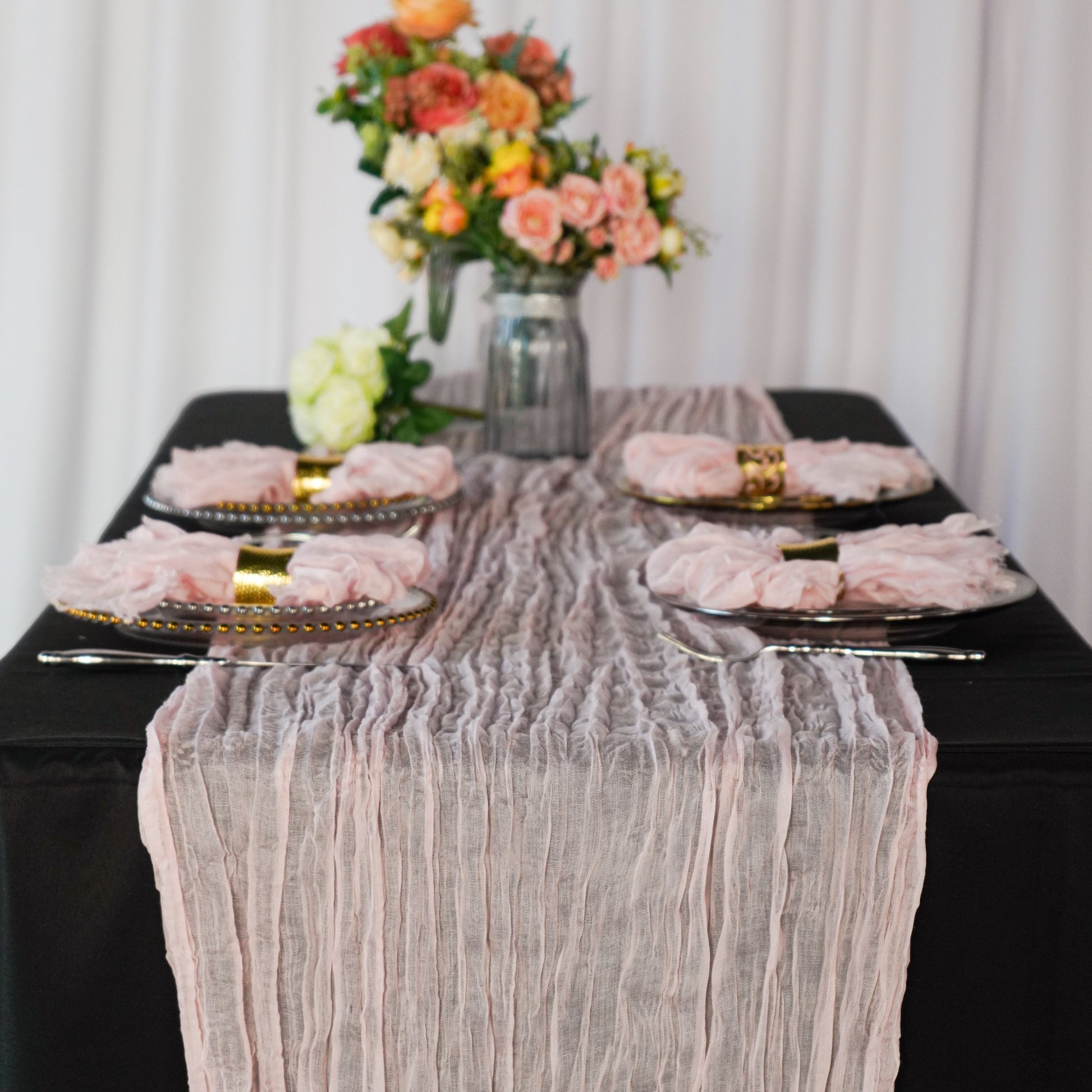 Premium Cheesecloth Table Runner 16FT x 25" - Blush/Rose Gold