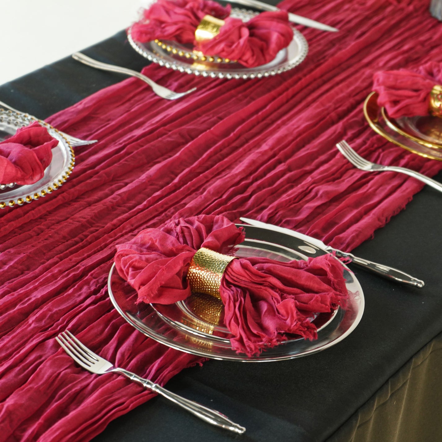 Premium Cheesecloth Table Runner 16FT x 25" Burgundy CV Linens