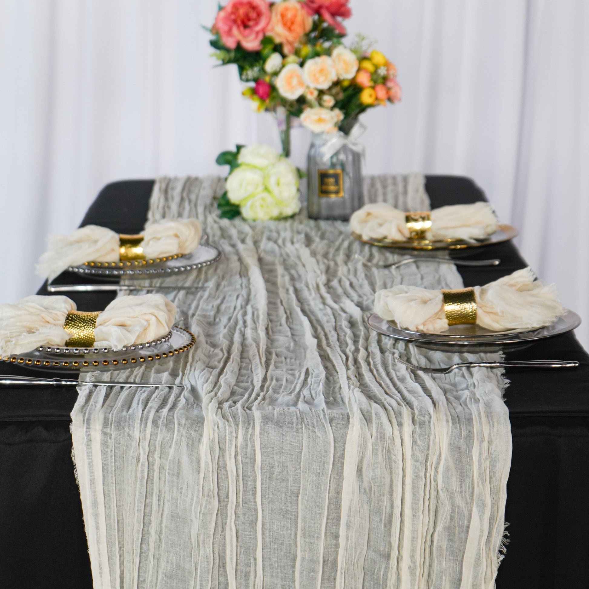 Premium Cheesecloth Table Runner 16FT x 25" - Ivory