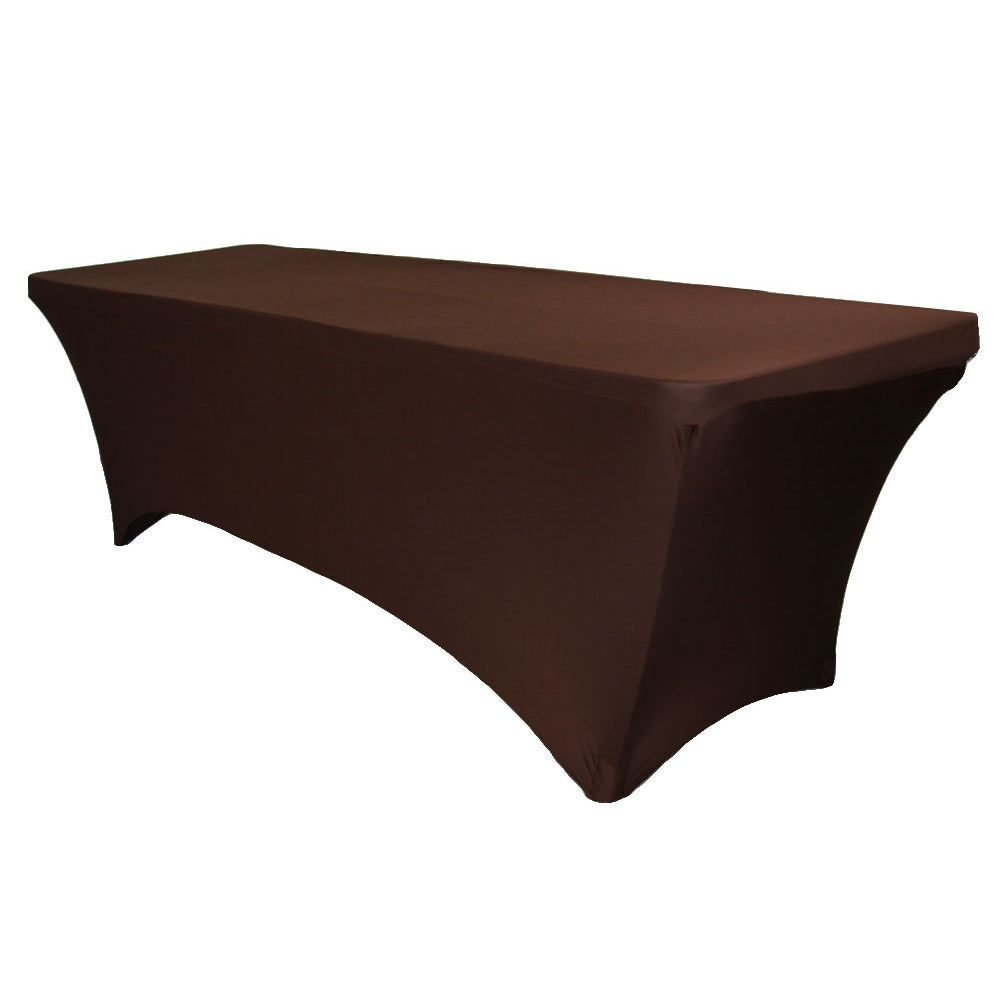 Rectangular 8 FT Spandex Table Cover - Chocolate Brown - CV Linens