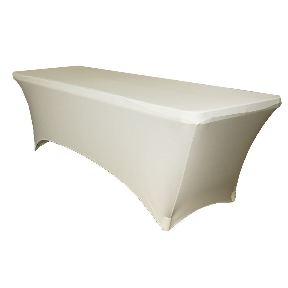 Rectangular 8 FT Spandex Table Cover Ivory - CV Linens™