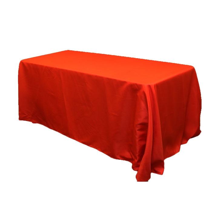 Economy Polyester Tablecloth 90"x132" Oblong Rectangular - Red - CV Linens