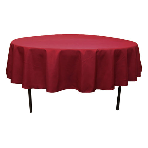 90 Round Burgundy Polyester Tablecloth