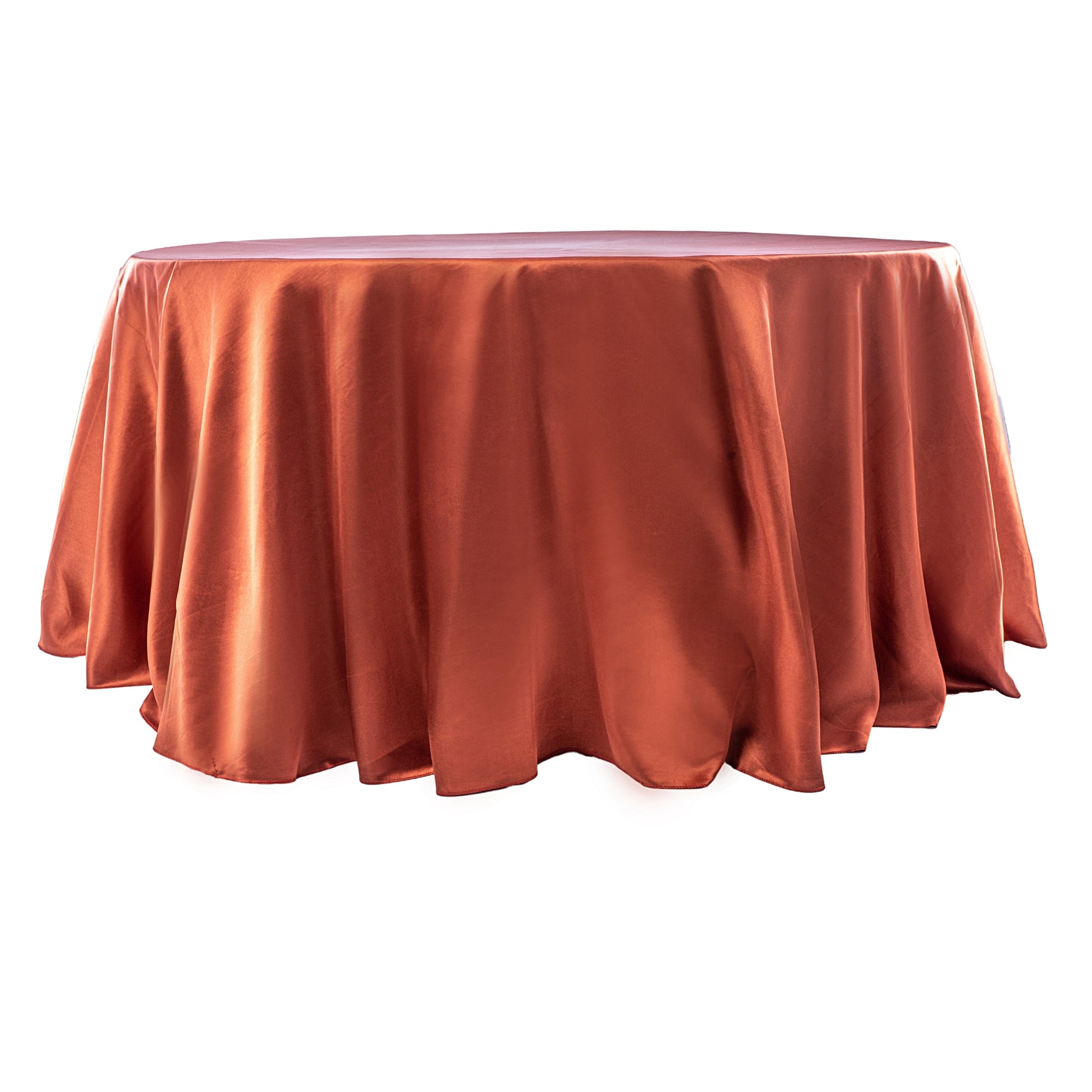 rust color satin round 120" tablecloth