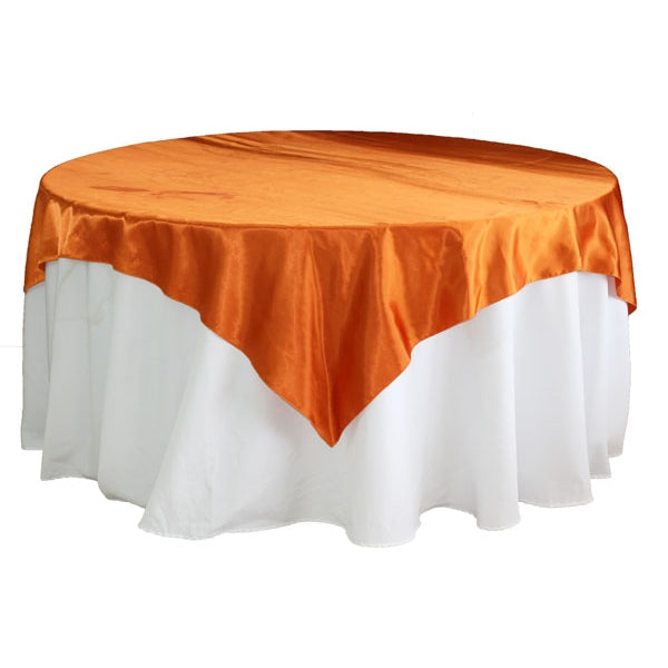 Square 72" Satin Table Overlay - Burnt Orange - CV Linens