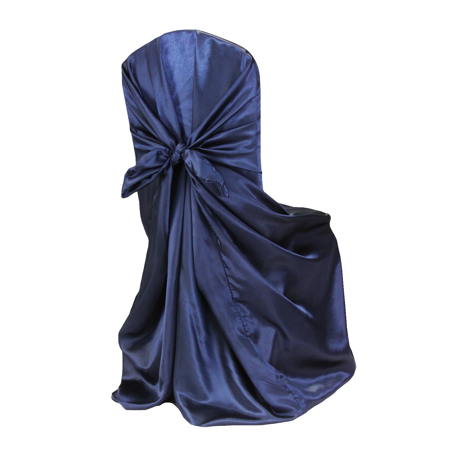 Universal Satin Self Tie Chair Cover - Navy Blue - CV Linens