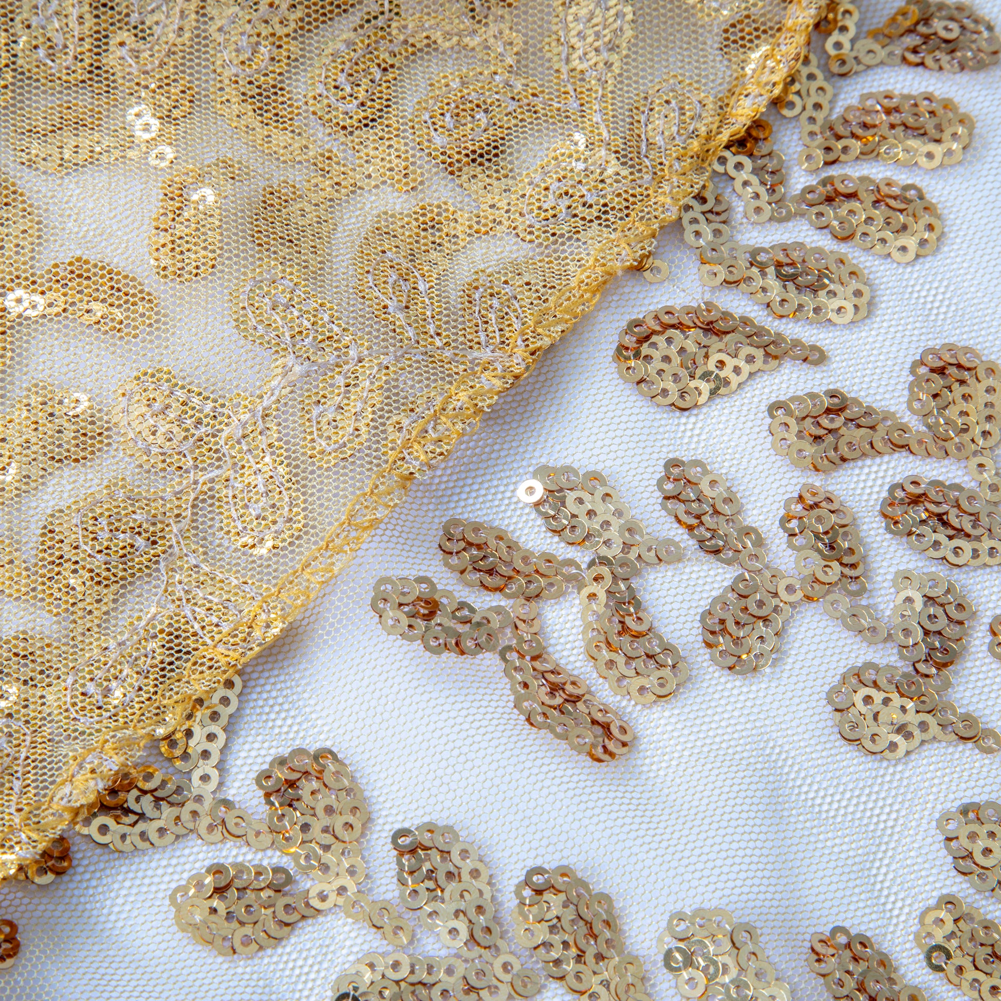 Sequin Vine Tablecloth Overlay 90"x132" Rectangle - Gold