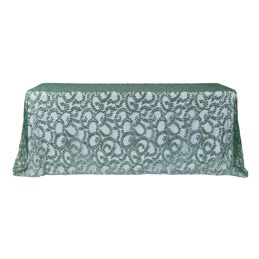 Sequin Vine Tablecloth Overlay 90"x156" Rectangle - Emerald Green