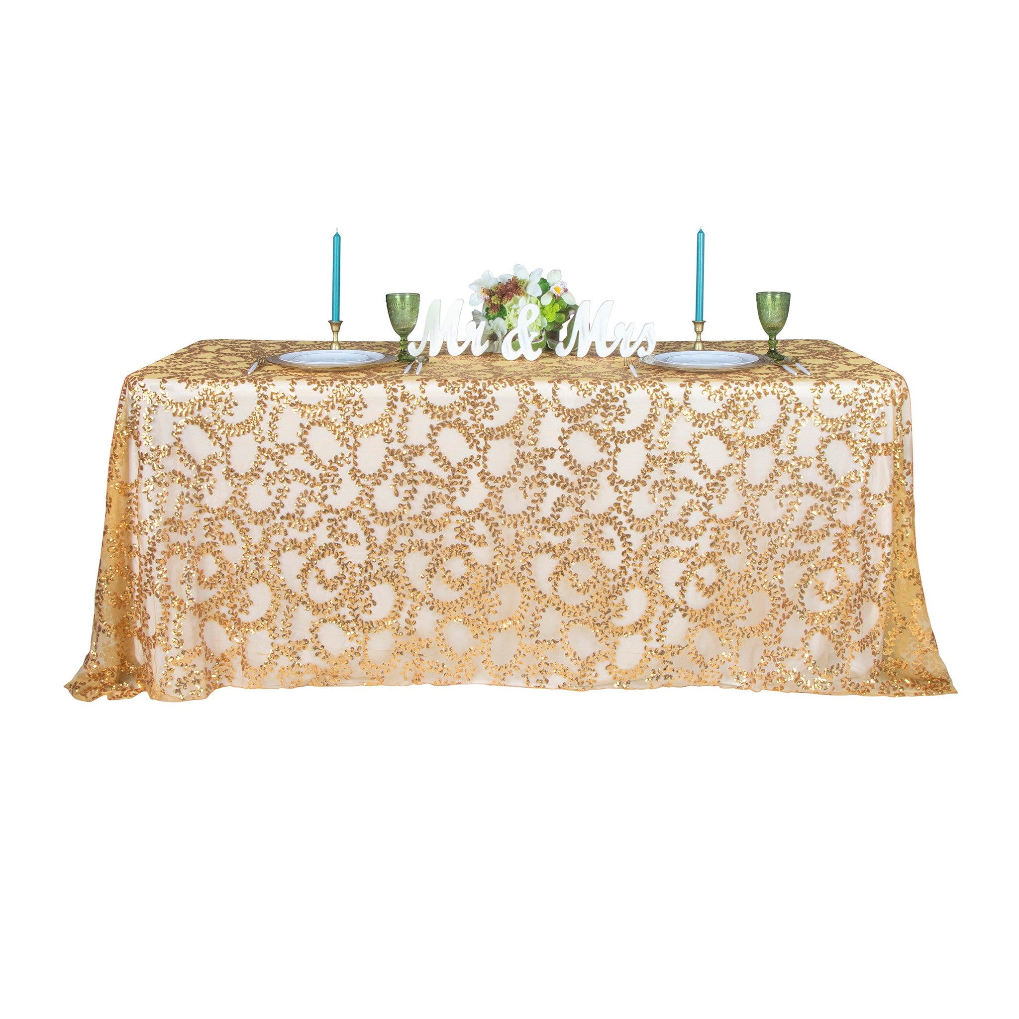 Tablecloth Vector Gold Sequin Vine Tablecloth Overlay 90
