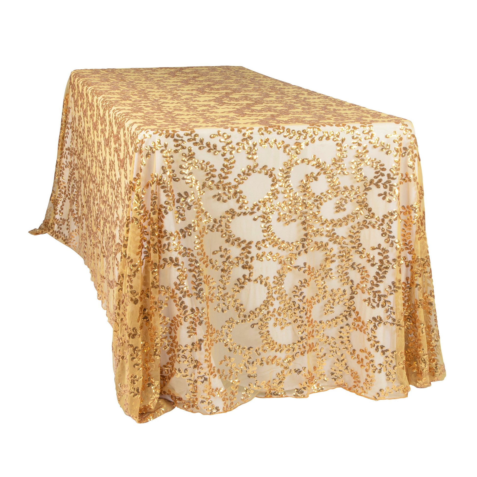 Sequin Vine Tablecloth Overlay 90"x156" Rectangle - Gold