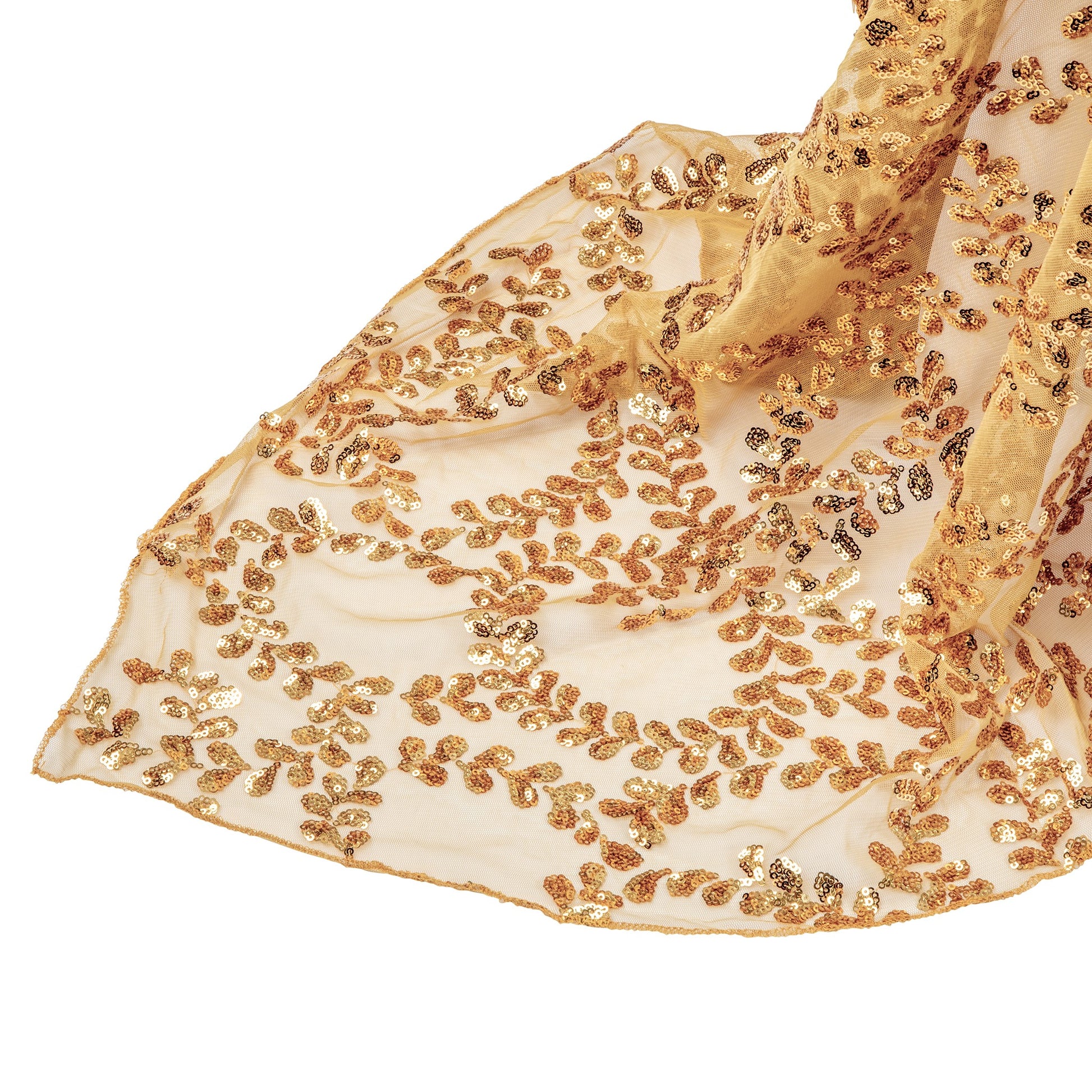 Sequin Vine Tablecloth Overlay 90"x156" Rectangle  - Gold - CV Linens