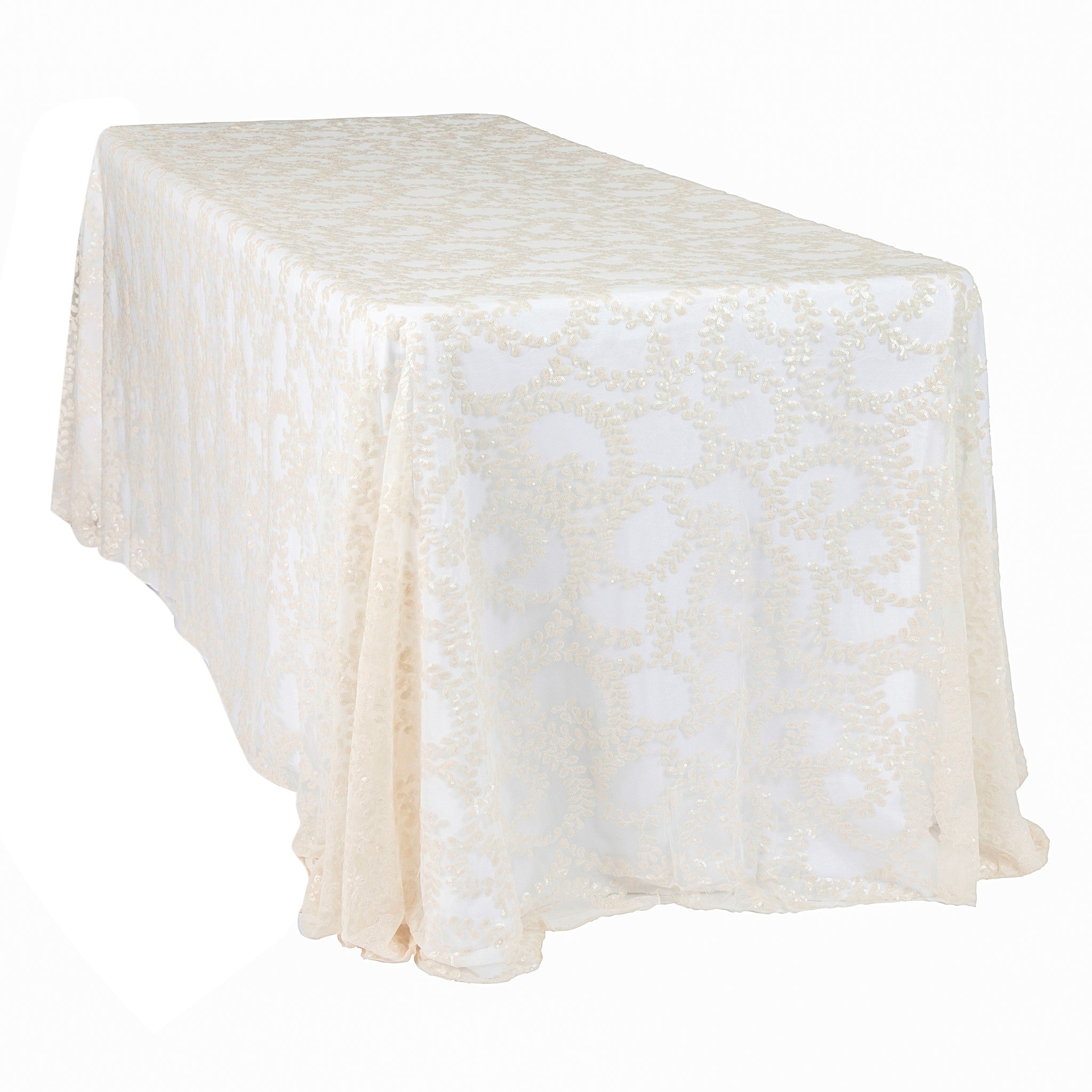 Ivory Overlay Rectangular Table Sequin Vine Tablecloth Overlay 90