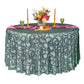 Sequin Vine Tablecloth Overlay 120" Round - Emerald Green
