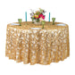 Sequin Vine Tablecloth Overlay 120" Round - Gold