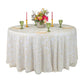 Sequin Vine Tablecloth Overlay 120" Round - Light Ivory/Off White