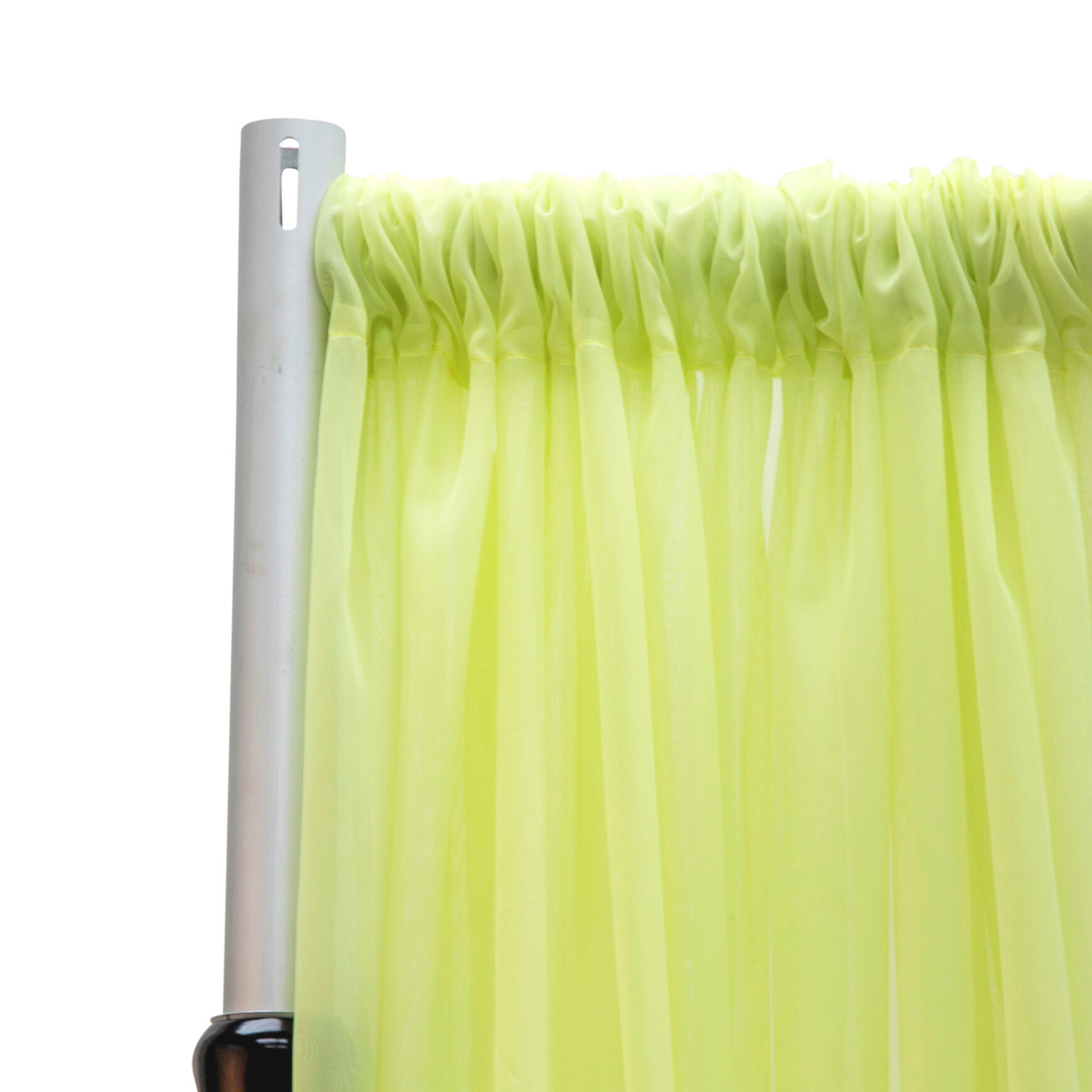 Sheer Voile Flame Retardant (FR) 8ft H x 118" W Drape/Backdrop Curtain Panel - Chartreuse
